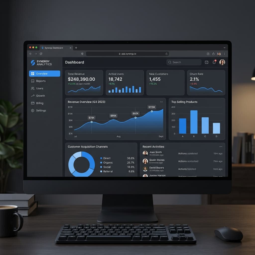 Aureon Systems dashboard interface showing business analytics and management tools